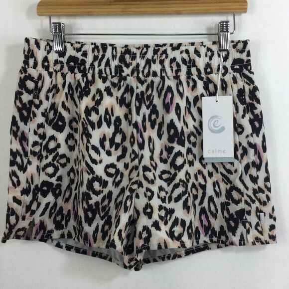 Calme Womens Elements Hike Active Gym Leopard Print Shorts Size M NWT - Picture 2 of 11
